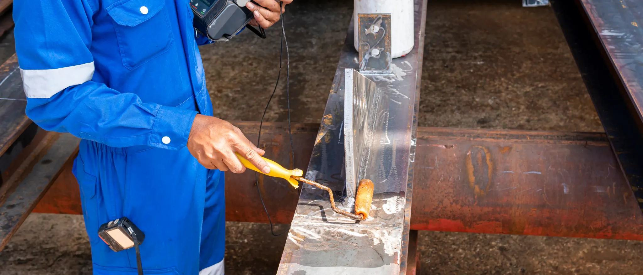 tahribatsız muayene işlemi yapan çalışan