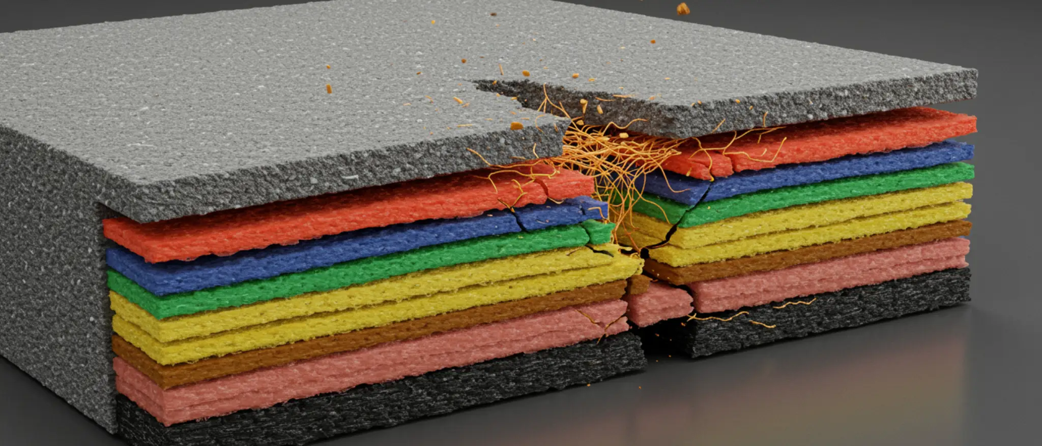 renkli kompozit tabakalar ve yalıtım paneli yapısı